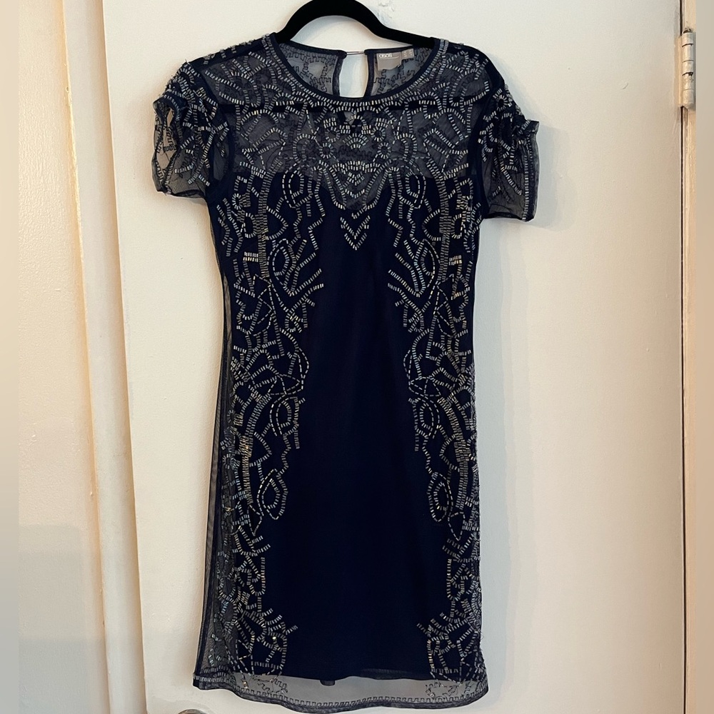 ASOS navy beaded dress